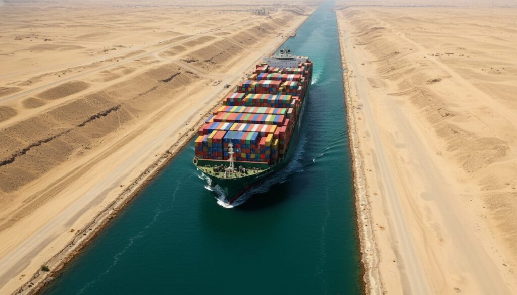 Mega CMA CGM container ship transits Suez Canal