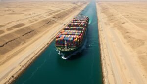 Mega CMA CGM container ship transits Suez Canal