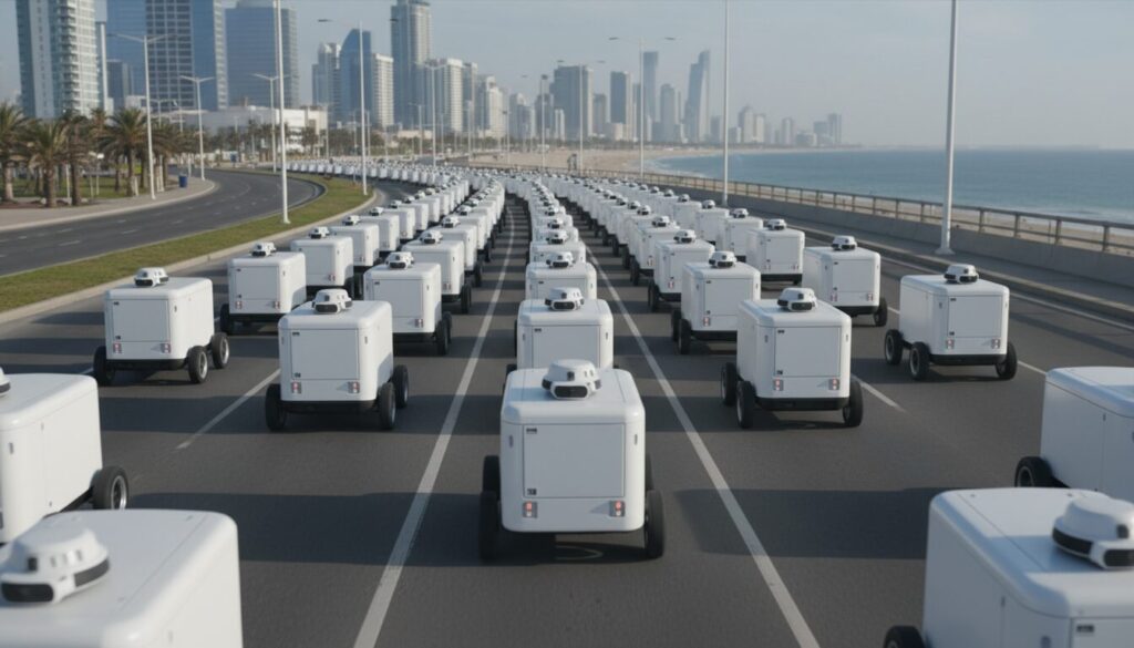 【動画】春節の中国・青島、街を走る無人配送車1200台　“人なし物流”が本格化