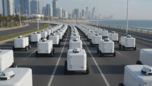 【動画】春節の中国・青島、街を走る無人配送車1200台　“人なし物流”が本格化